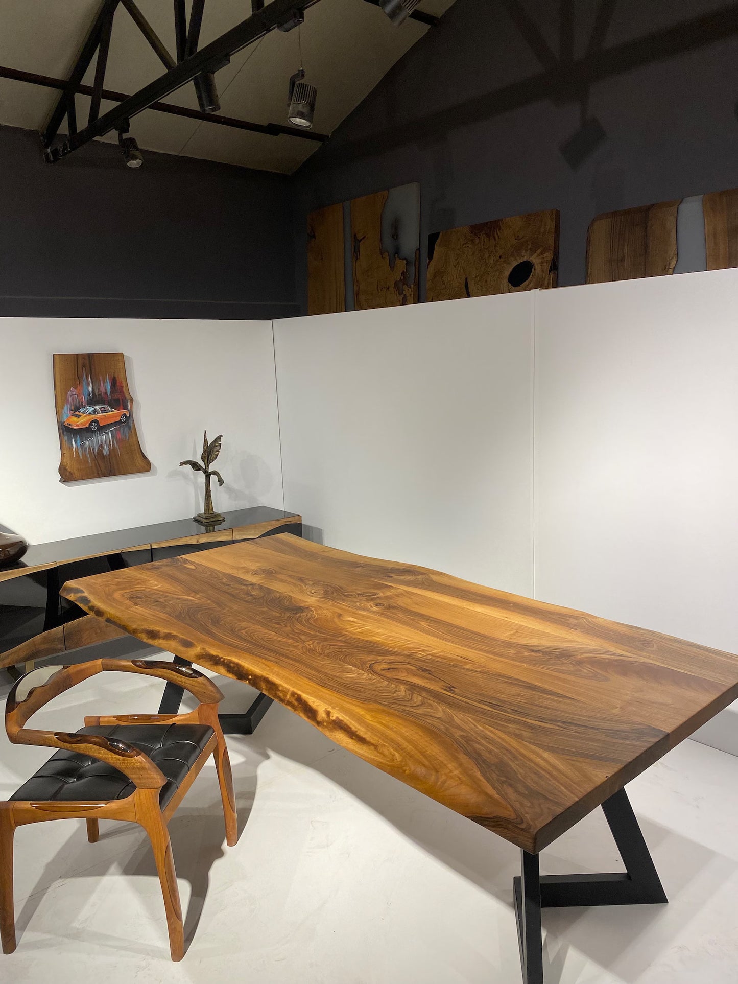 Exotic 6 Seater Walnut Wood Live Edge Dining Table