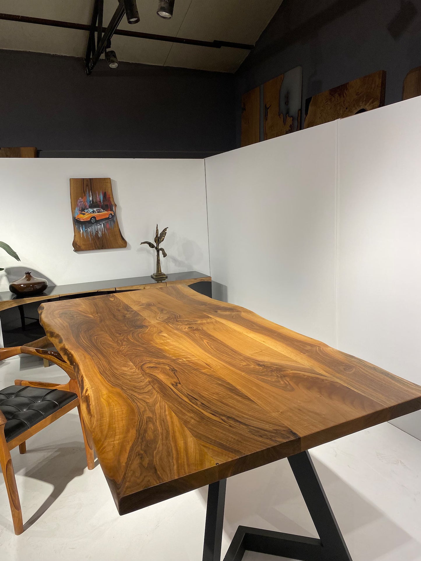 Exotic 6 Seater Walnut Wood Live Edge Dining Table