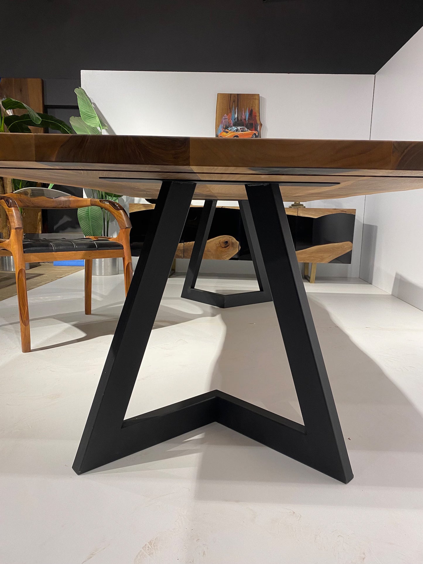 Exotic 6 Seater Walnut Wood Live Edge Dining Table